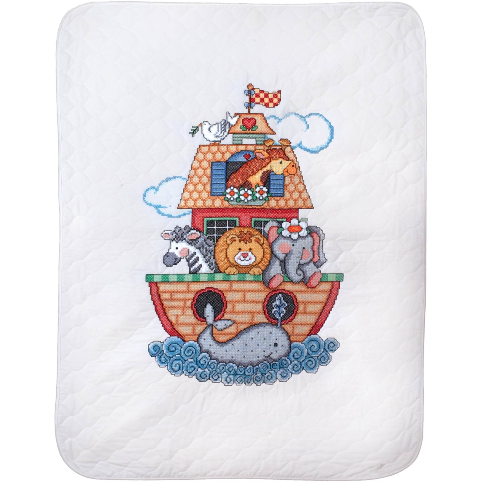 Tobin Baby Noah's Ark Stamped Quilt Cross Stitch Kit